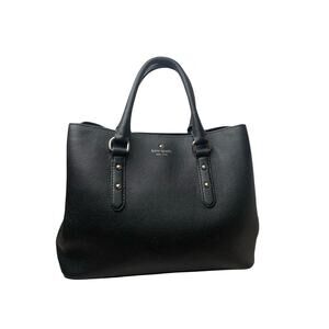 Kate Spade Black Leather Satchel Tote Bag Gold Hardware Adjustable Strap S338